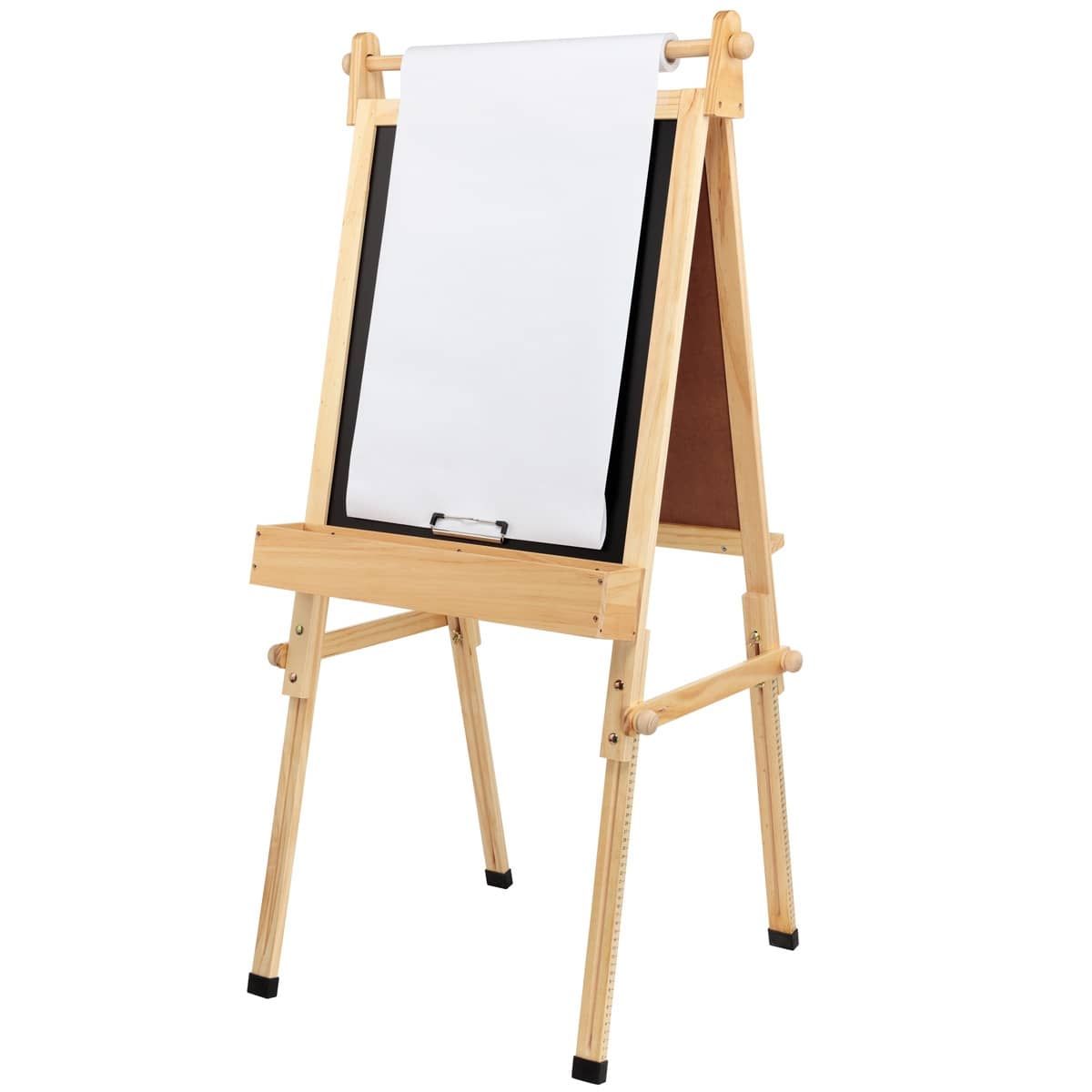 Kids Art Easel with Paper Roll, Dry Erase & Chalk Board Fundamentals 36.5-  51