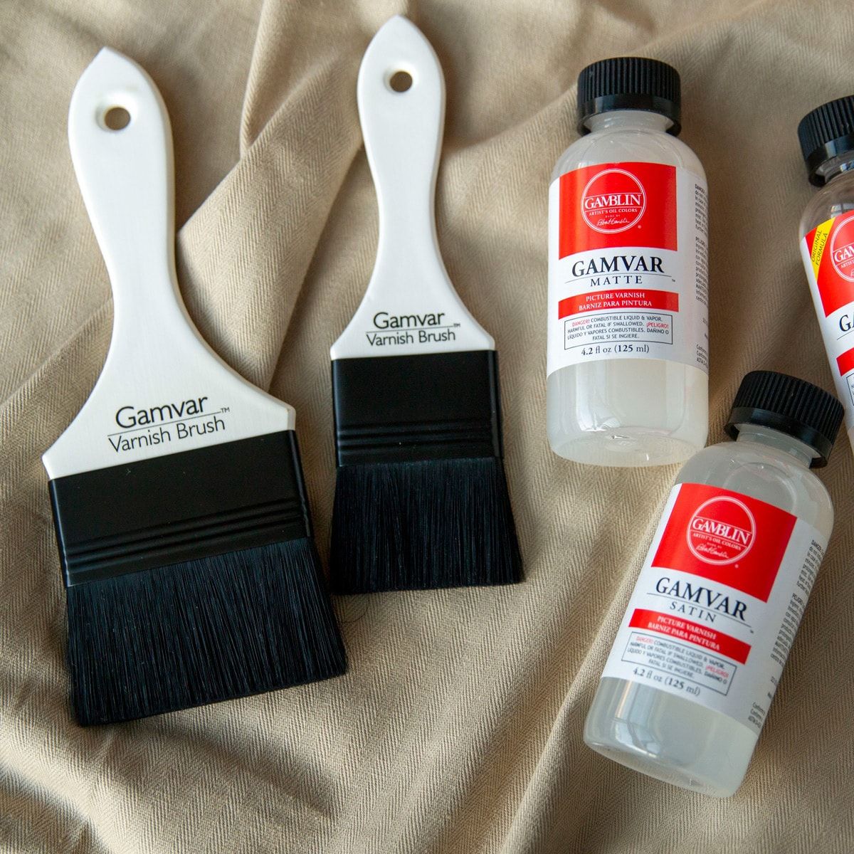 Works with Gamvar Gloss, Satin, and Matte on oil and acrylic paintings
