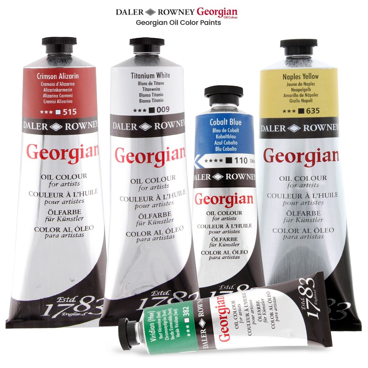 Daler-Rowney Georgian Oil Paint - Studio Set of 10, 38 mL, Tubes