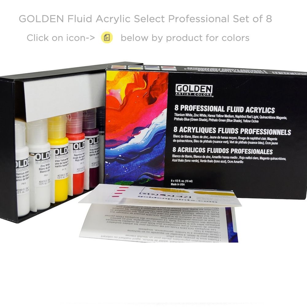 GOLDEN Fluid Acrylic Select Professional Set of 8