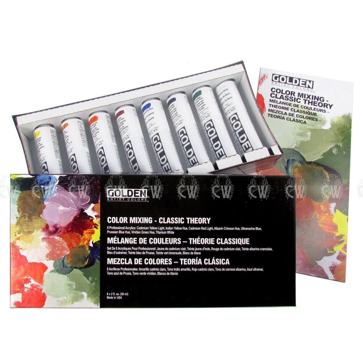 GOLDEN Heavy Body Acrylics Classic Theory Set of 8, Assorted, 2oz Jerry's Artarama