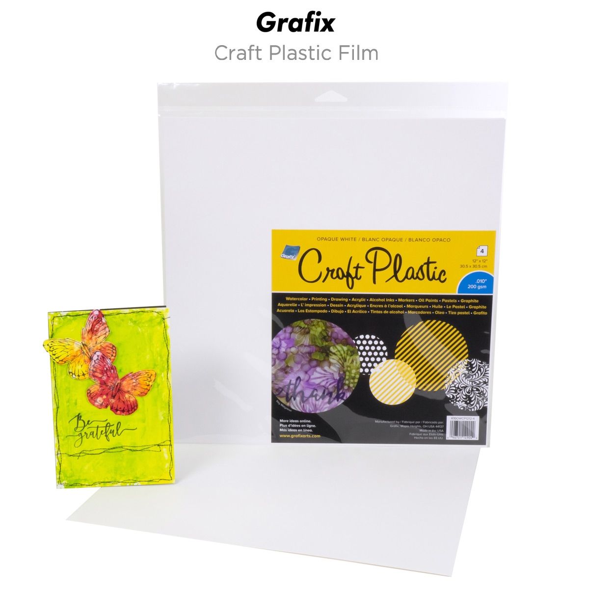 Grafix Craft Plastic Sheets 12X12 25/Pkg-Opaque White .010