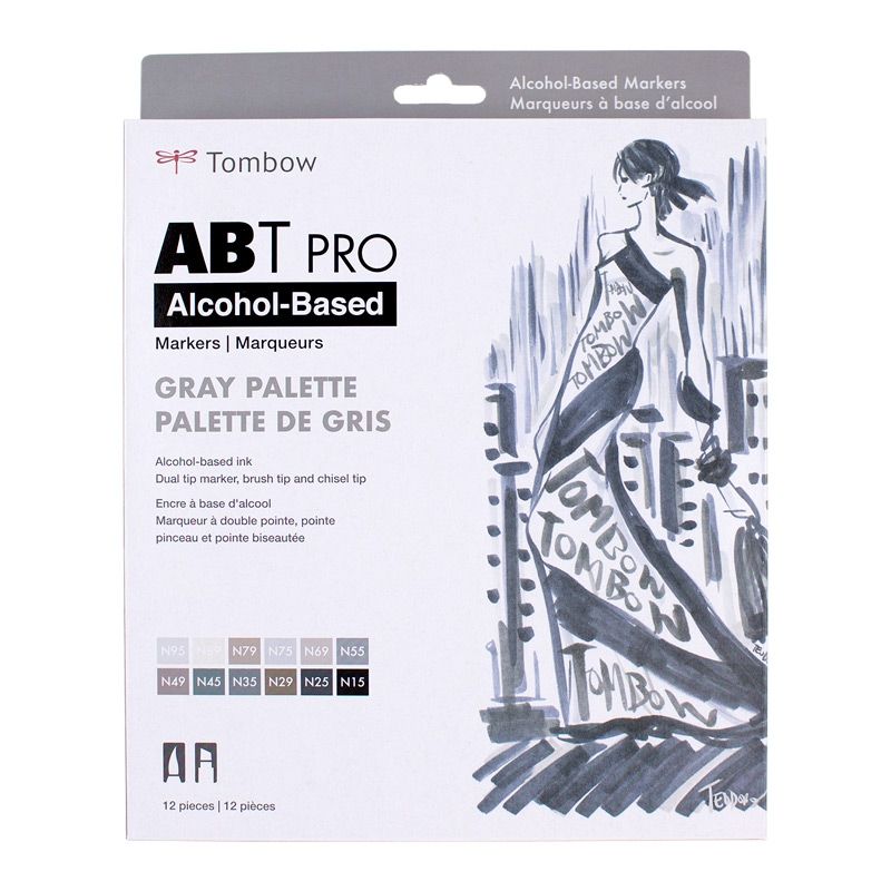 Tombow ABT PRO Marker Set Of 12 Gray Colors