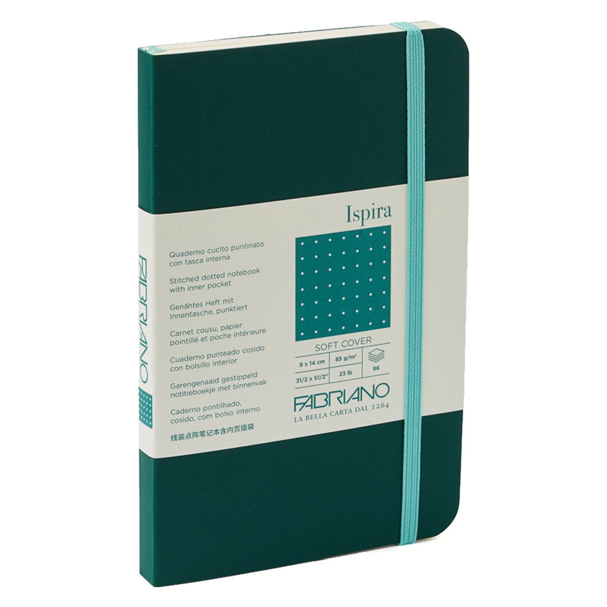 Fabriano Ispira Notebooks 3.5 x 5.5 Dot Grid Softbound (96-Sheets) Green 