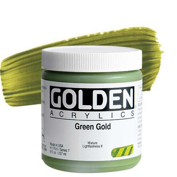 GOLDEN Heavy Body Acrylic 8 oz Jar - Green Gold