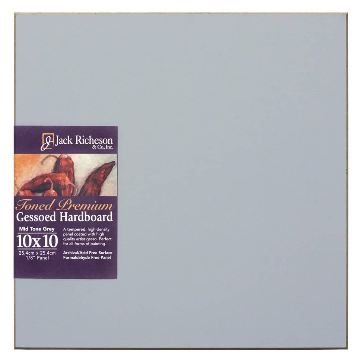 Jack Richeson 1/8" Toned Gesso Hardboard Canvas Panels Grey, 10"x10