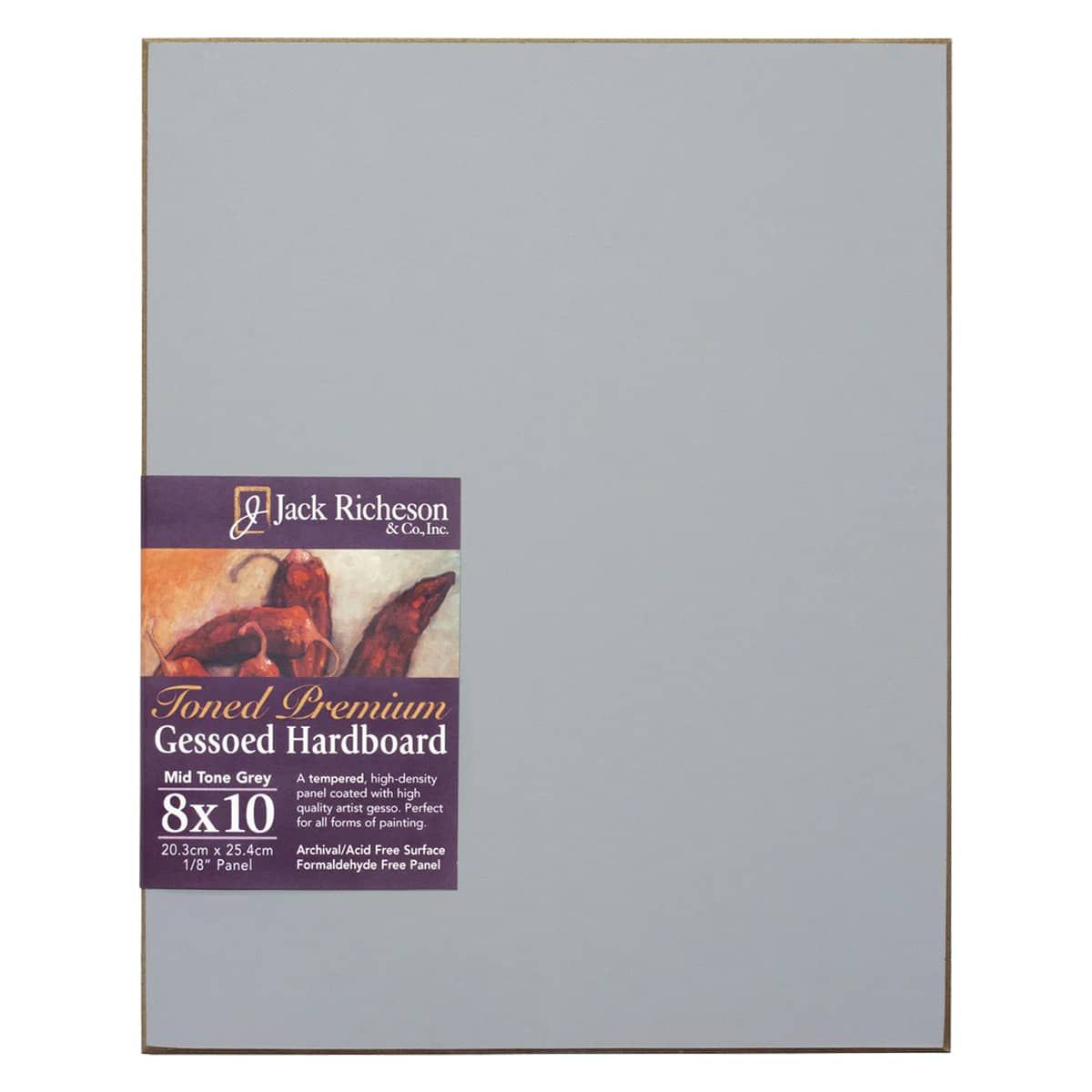 Jack Richeson 1/8" Toned Gesso Hardboard Canvas Panels Grey, 8"x10