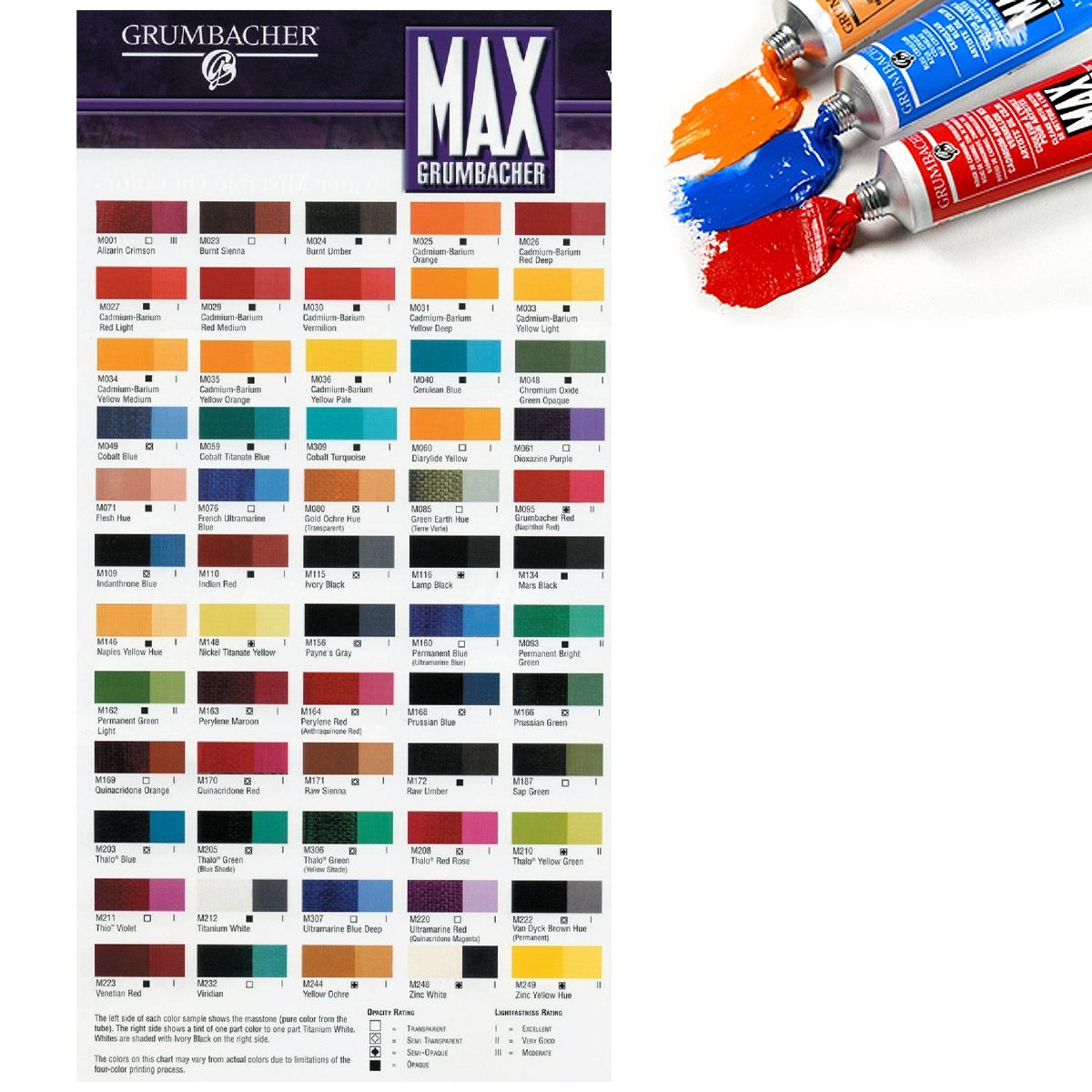 Max Water Mixable Oil Colors Color Chart