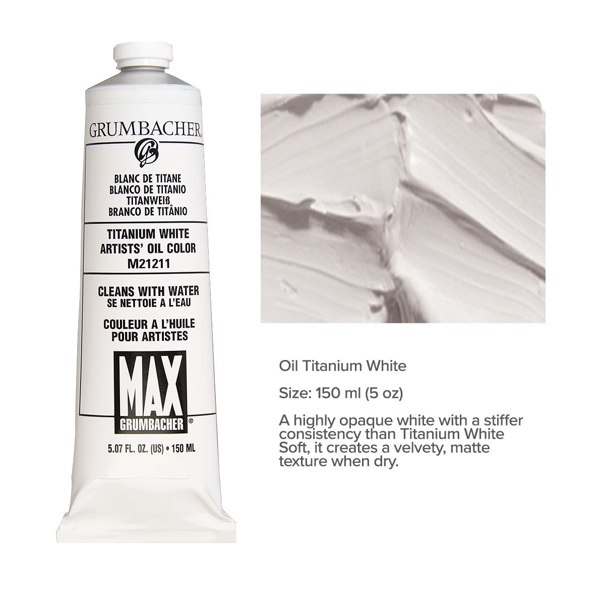 150ml Titanium White, Water Mixable Oil Colors