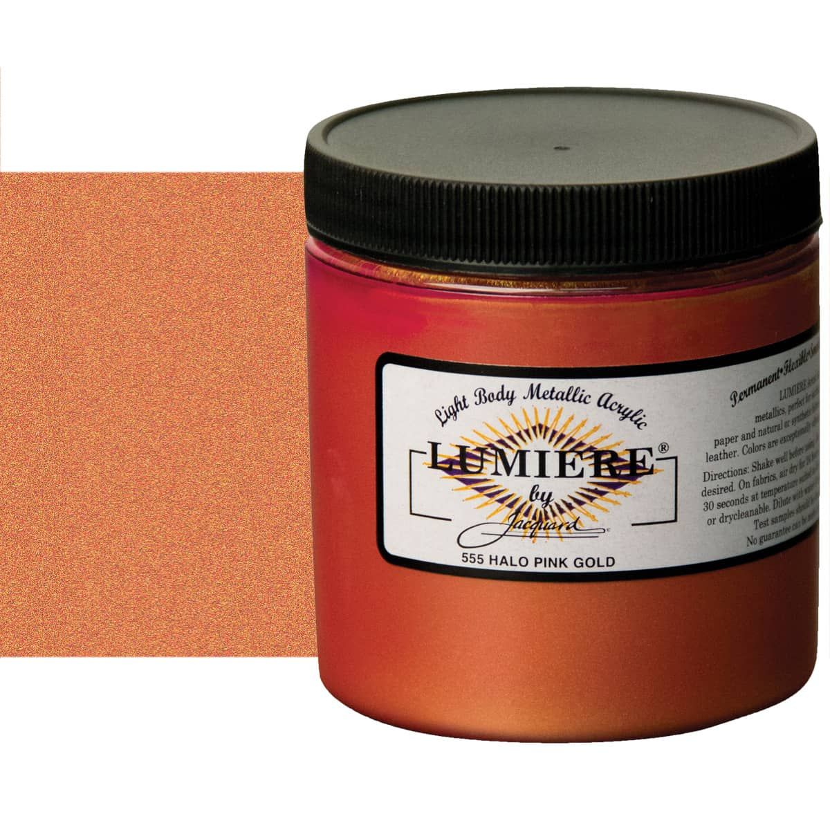Jacquard Lumiere Stofffarbe 'Halo Blue Gold' – Metallischer Acrylfarbton Für Textilien, 237 Ml Glas