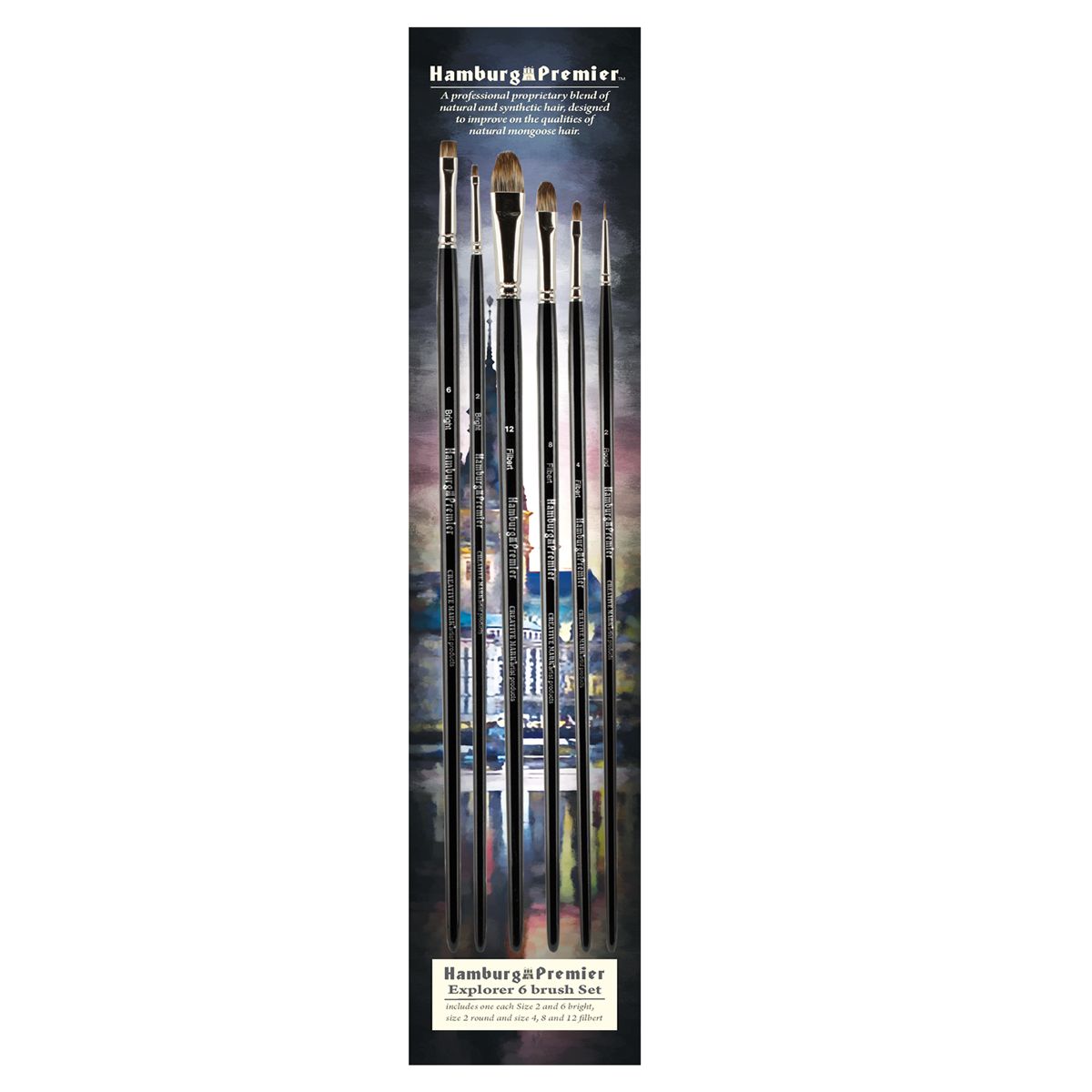 Hamburg Premier PRO Handmade Brushes - Explorer Set of 6,  Assorted Sizes