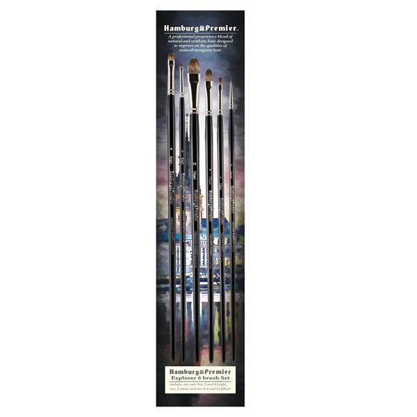 Hamburg Premier PRO Handmade Brushes - Explorer Set of 6, Assorted Sizes