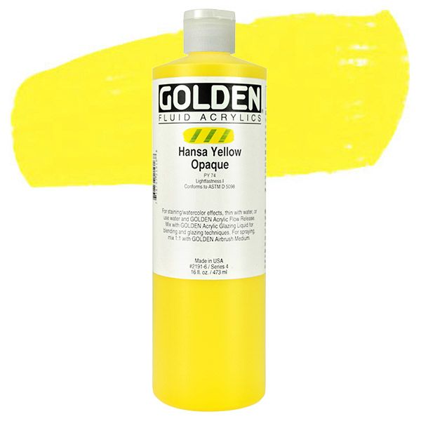 GOLDEN Fluid Acrylics Hansa Yellow Opaque 16 oz Jerry's Artarama