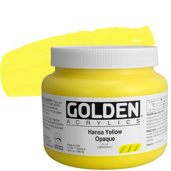 GOLDEN Heavy Body Acrylic 32 oz Jar - Hansa Yellow Opaque