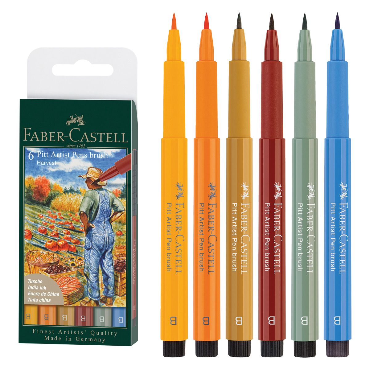 Faber-Castell : Pitt : Artists Brush Pen : Set of 6 : Shades of Grey