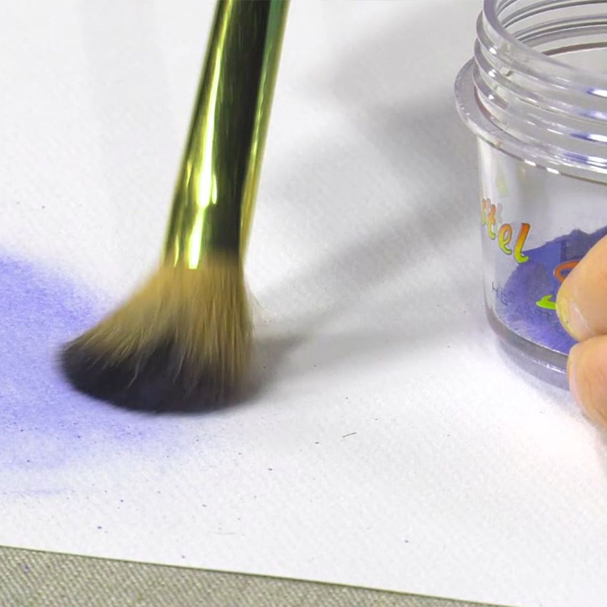 Paint with soft pastel tools, brushes or foam applicators