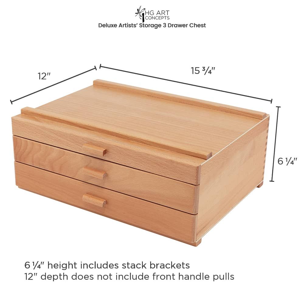 US Art Supply Large Multi-Function Wooden Artist Tool & Brush Storage Box  Draw 