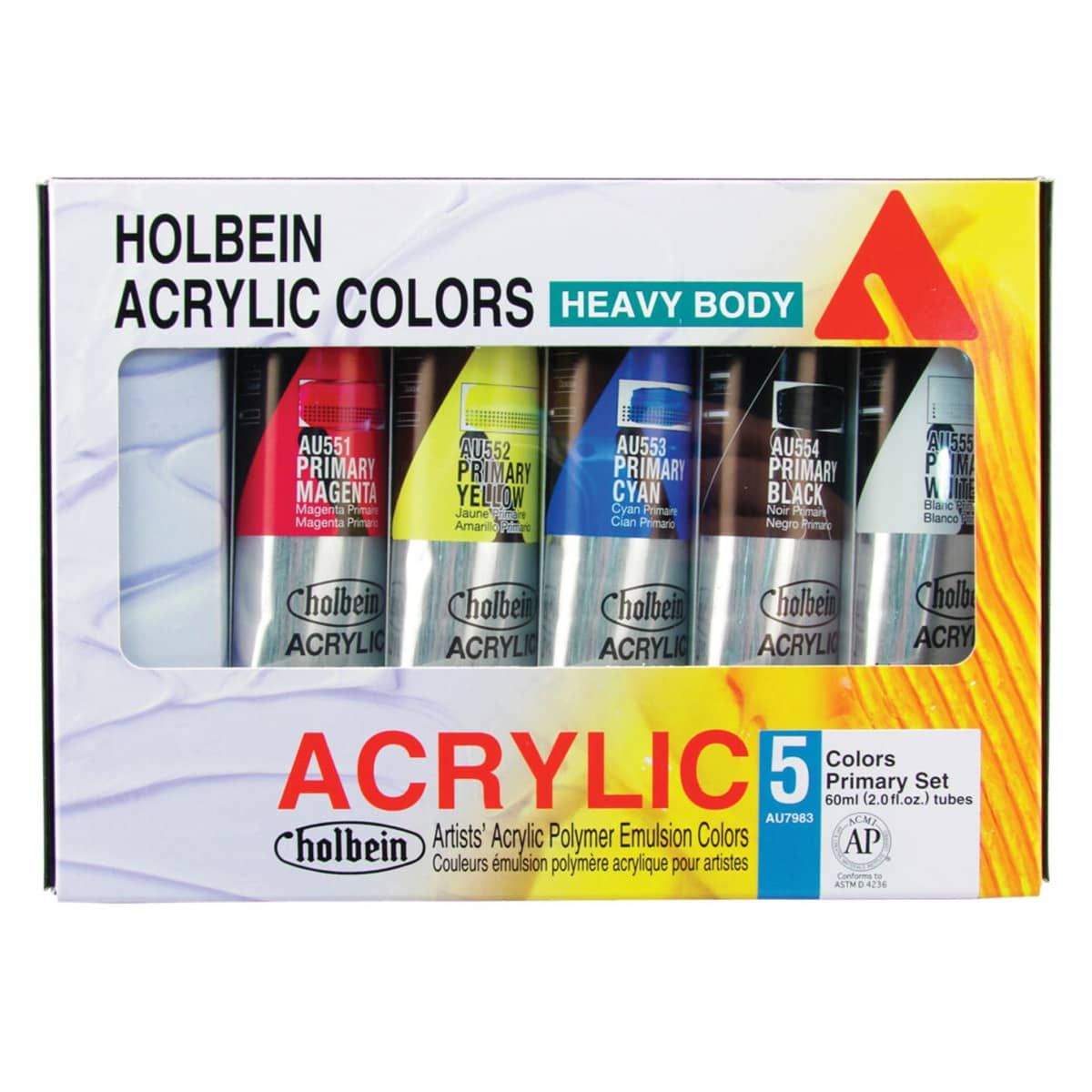 Holbein Heavy-Body Acrylic paint primary color set .4oz(12ml) tubes
