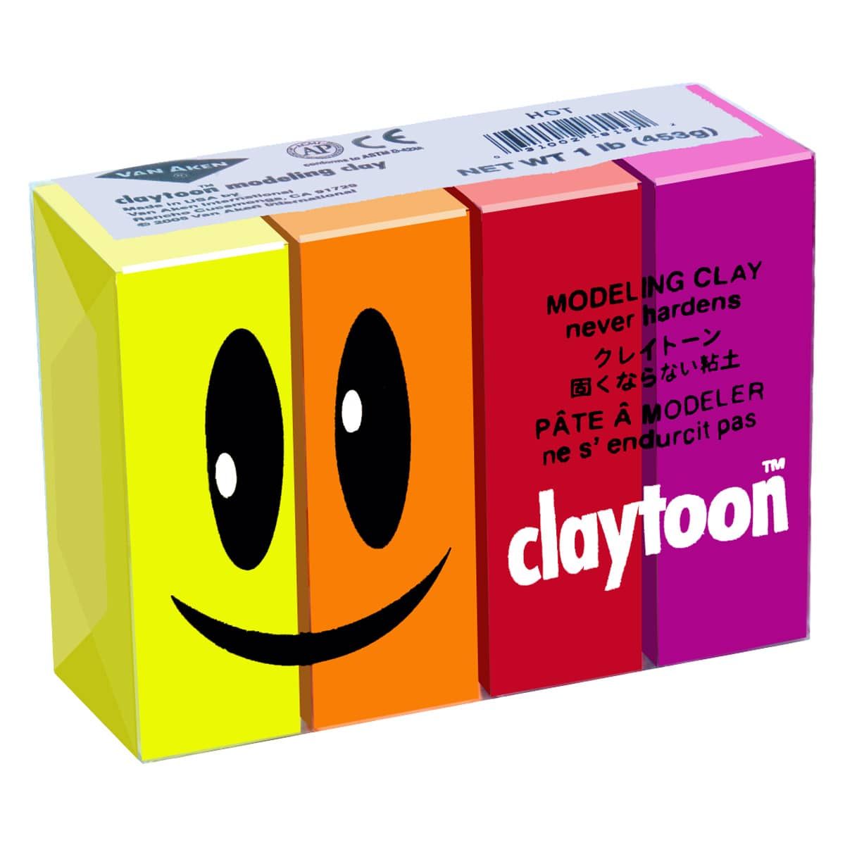 Claytoon NonHardening Modeling Clay Hot Colors, 1lb Jerry's Artarama