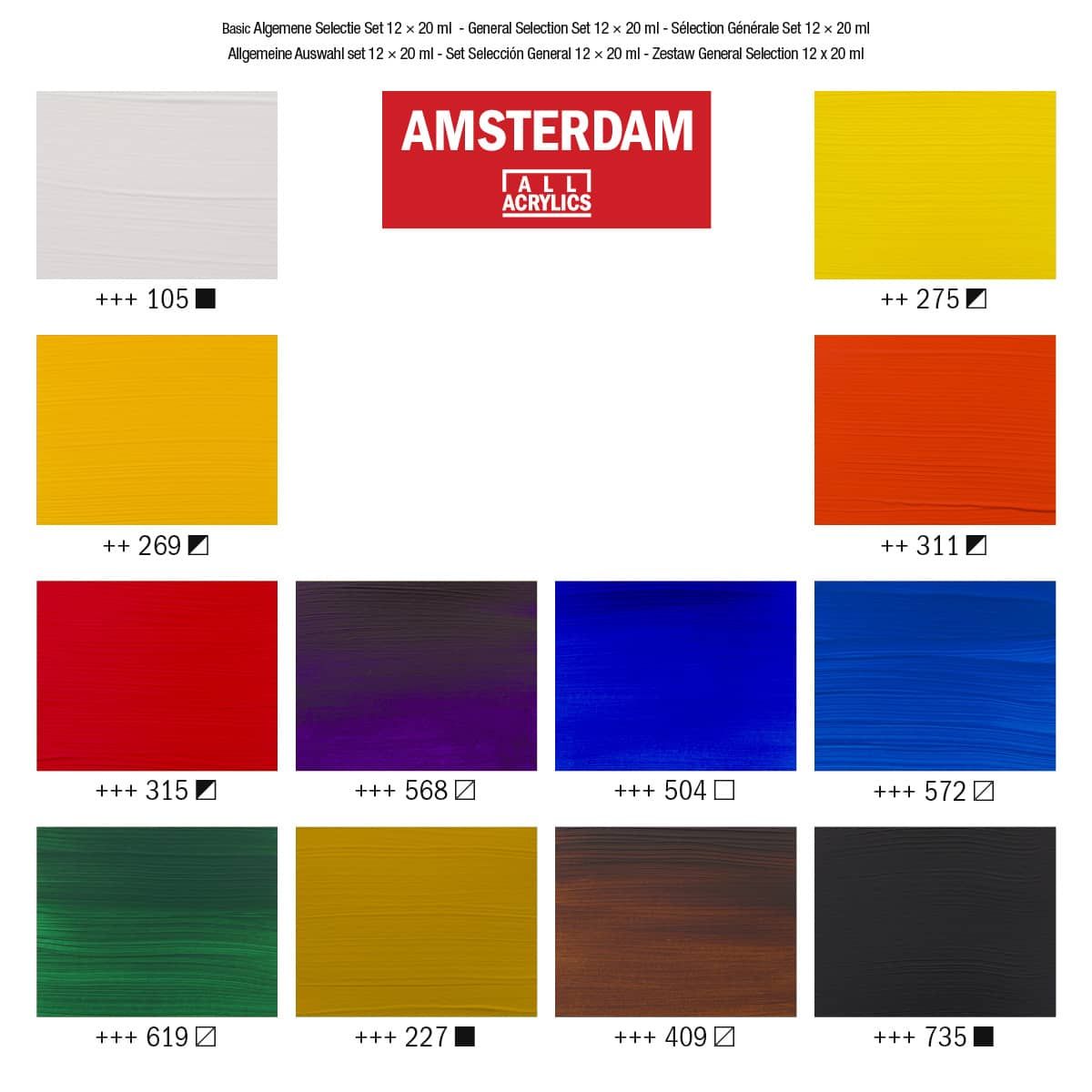 Amsterdam Standard Series Acrylic Paint - Intro 2 Set of 12, 20ml Tubes