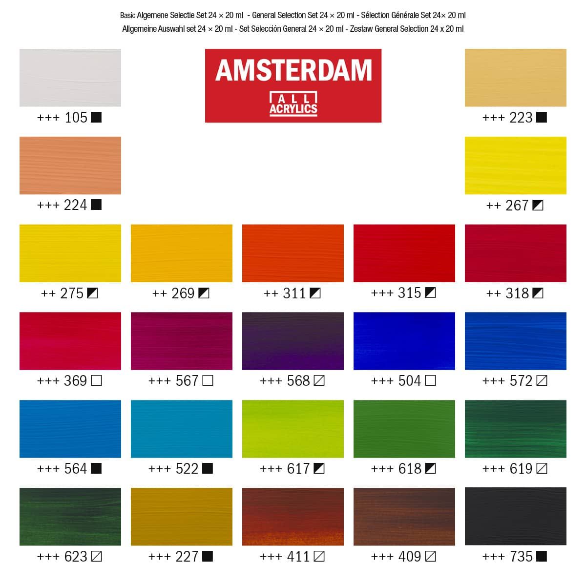 Amsterdam Standard Series Acrylic Paint - Intro 3 Set of 24, 20ml Tubes