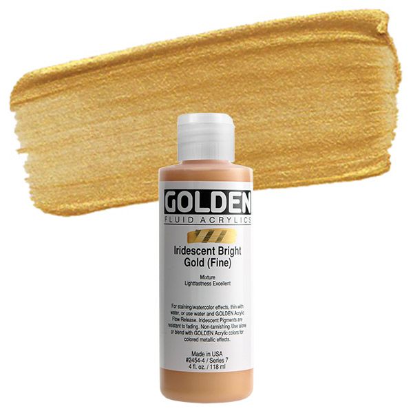 GOLDEN Fluid Acrylics Iridescent Bright Gold (Fine) 4 oz Jerry's Artarama