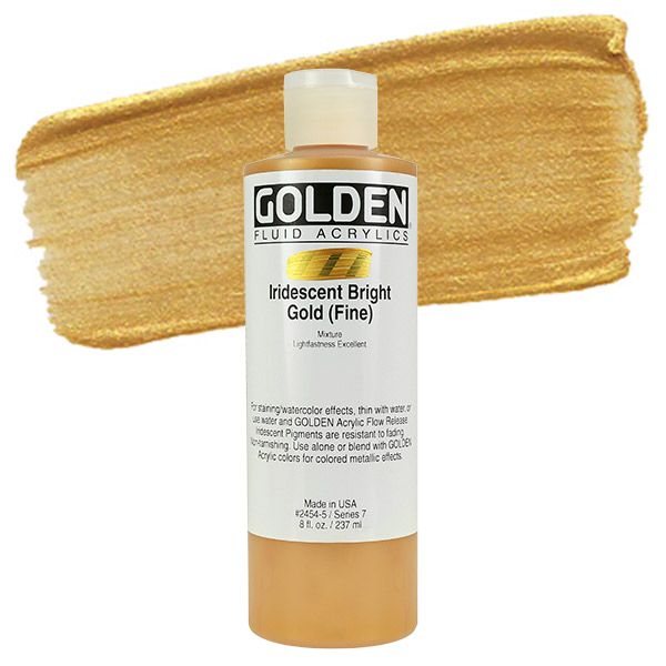 GOLDEN Fluid Acrylics Iridescent Bright Gold (Fine) 8 oz Jerry's Artarama