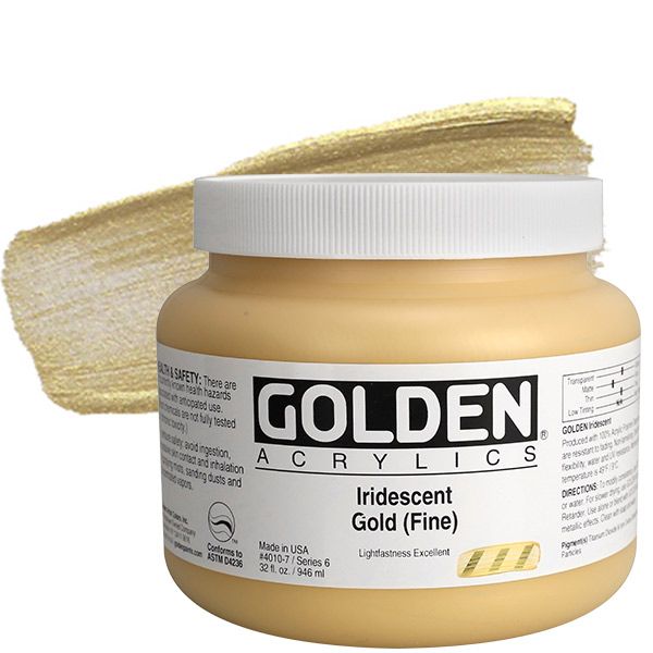 GOLDEN Heavy Body Acrylic 32 oz Jar - Iridescent Gold