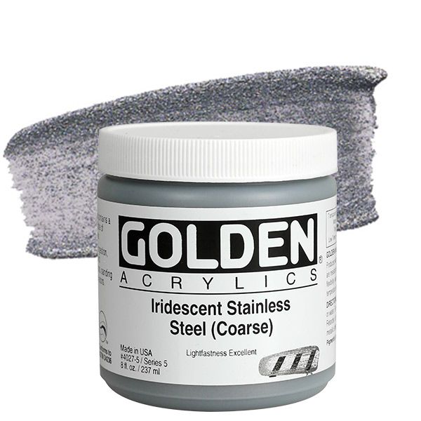 GOLDEN Heavy Body Acrylic 8 oz Jar - Iridescent Stainless Steel (Coarse)