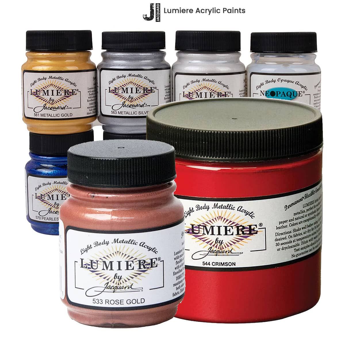 Jacquard Lumiere Metallic & Pearlescent Acrylic Paint Lot of 6 - 2.25oz 6  Colors