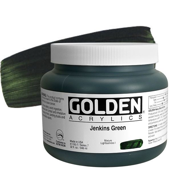 GOLDEN Heavy Body Acrylic 32 oz Jar - Jenkins Green