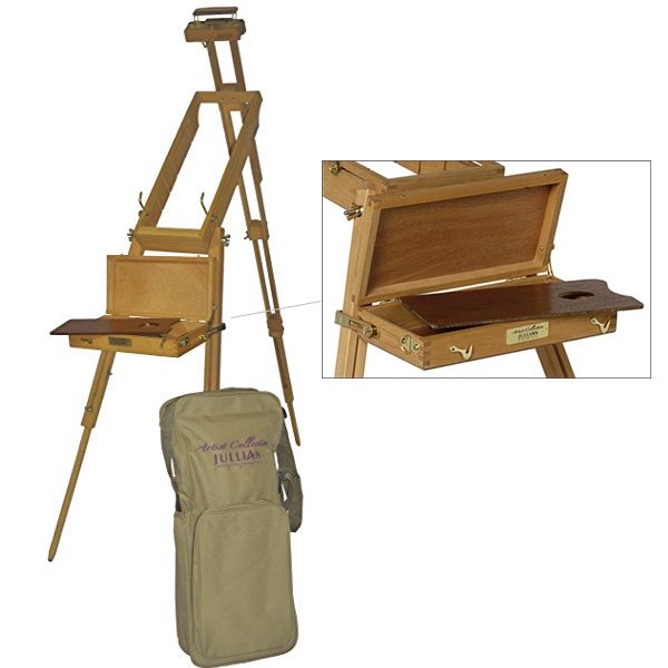 Jullian Escort French Art Easel Stand Half Box Easels for Painting Canvas Professional Painting Easel w/Shoulder Strap