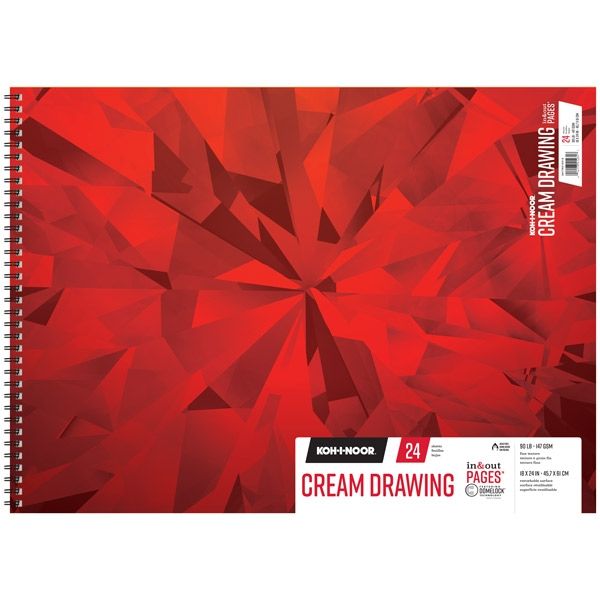 Koh-I-Noor 90lb Draw Pad Cream 18X24-24 Sheet Spiral In/Out