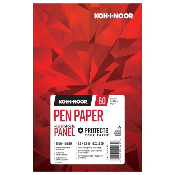 Koh-I-Noor 80lb Pen Paper Ink Block Panel Pad 5.5X8.5-60 Sheet