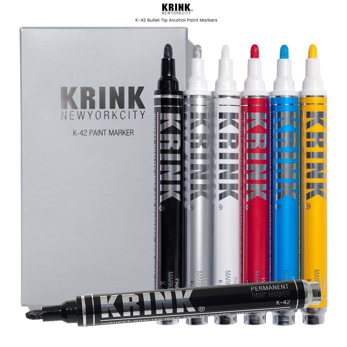 Krink K-42 White Paint Marker - Vibrant and Opaque Fine Art Paint Pen for  Any Surface - Permanent Marker with Alcohol-Based Paint for Metal Glass