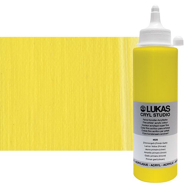 LUKAS CRYL Studio Acrilico 250 Ml – Fluorescent Lemon Yellow, Colore Brillante Per Artisti