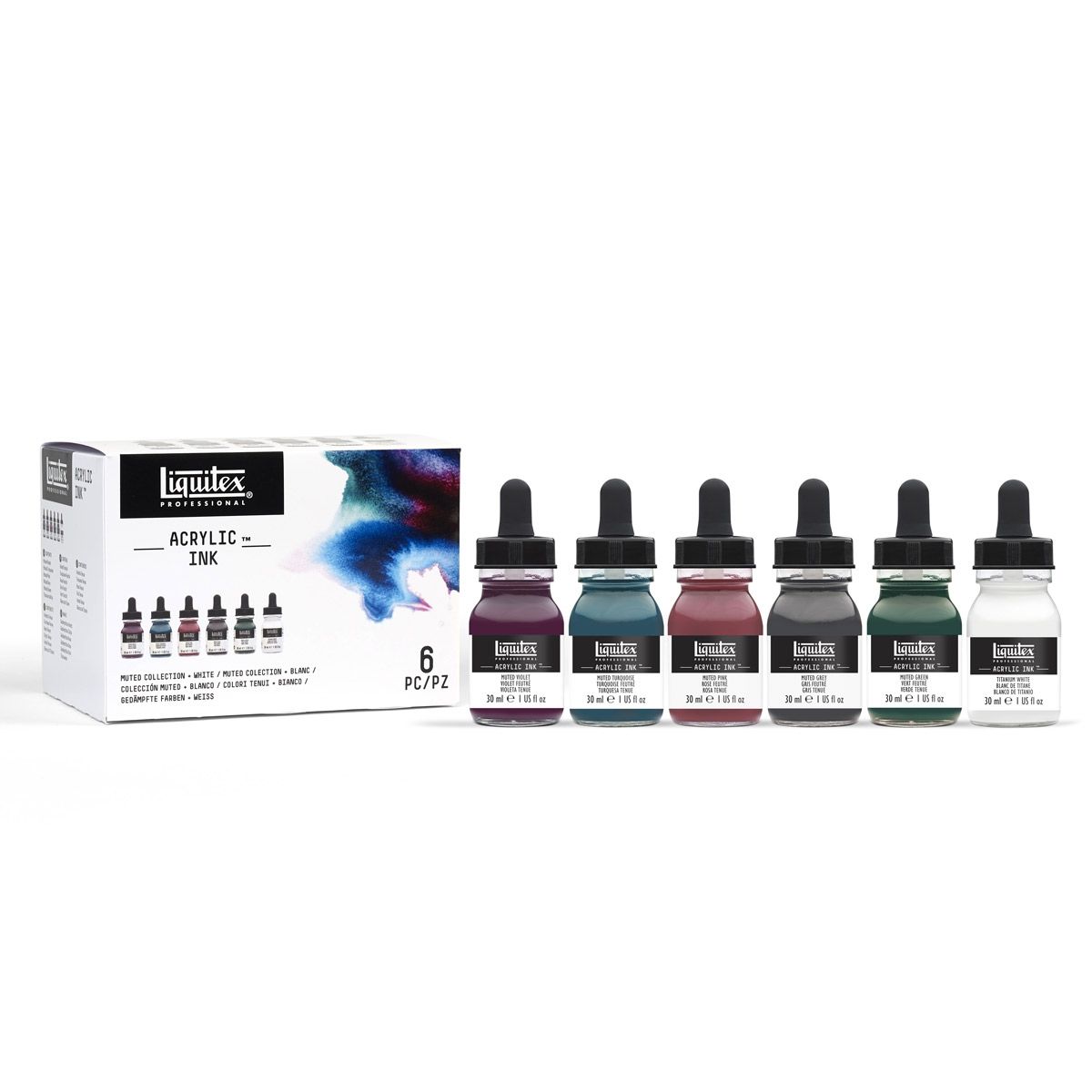 Liquitex Professional Acrylic ink Muted collection + White outside of box