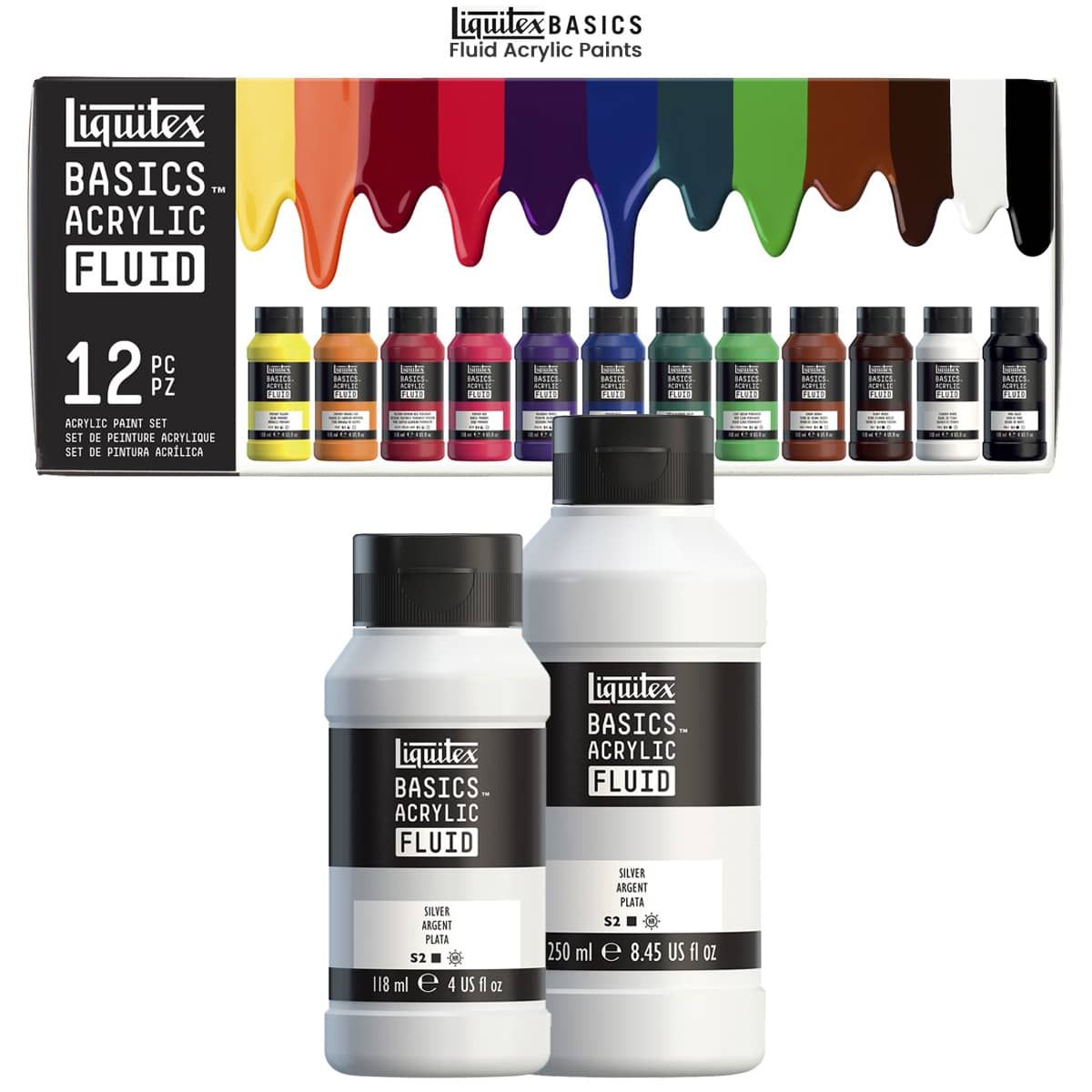  Lukas Cryl Liquid Soft Body Acrylic Paints for Painting -  Professional Quality Low Viscosity - 250 ml Bottle Titanium White