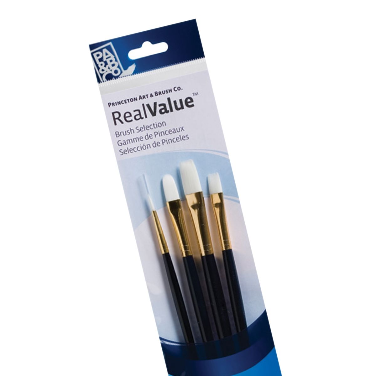 Princeton Real Value Brush Set 9130 Long Handle 4pk White Taklon