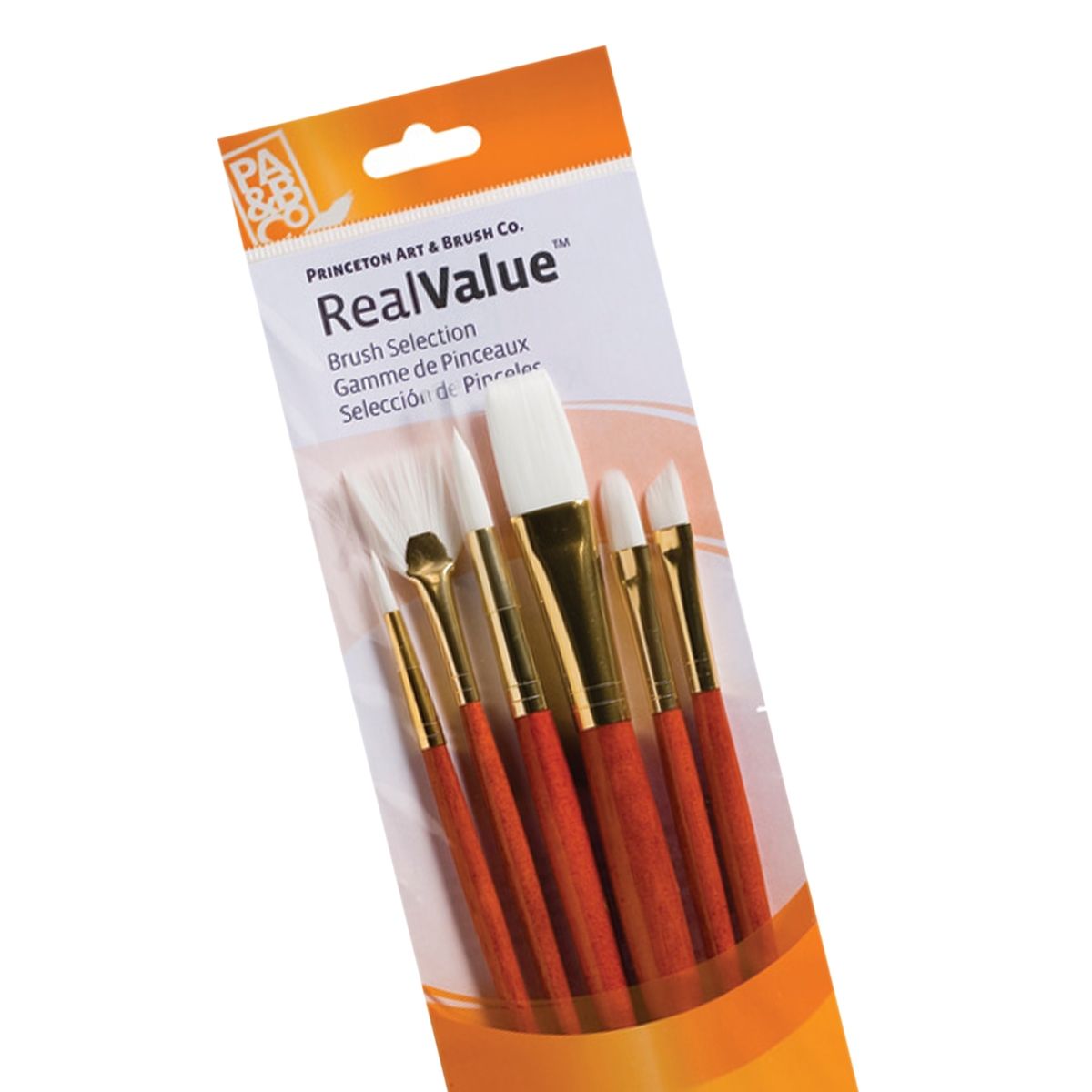 Princeton Real Value Brush Set 9156 Long Handle 6pk White Taklon