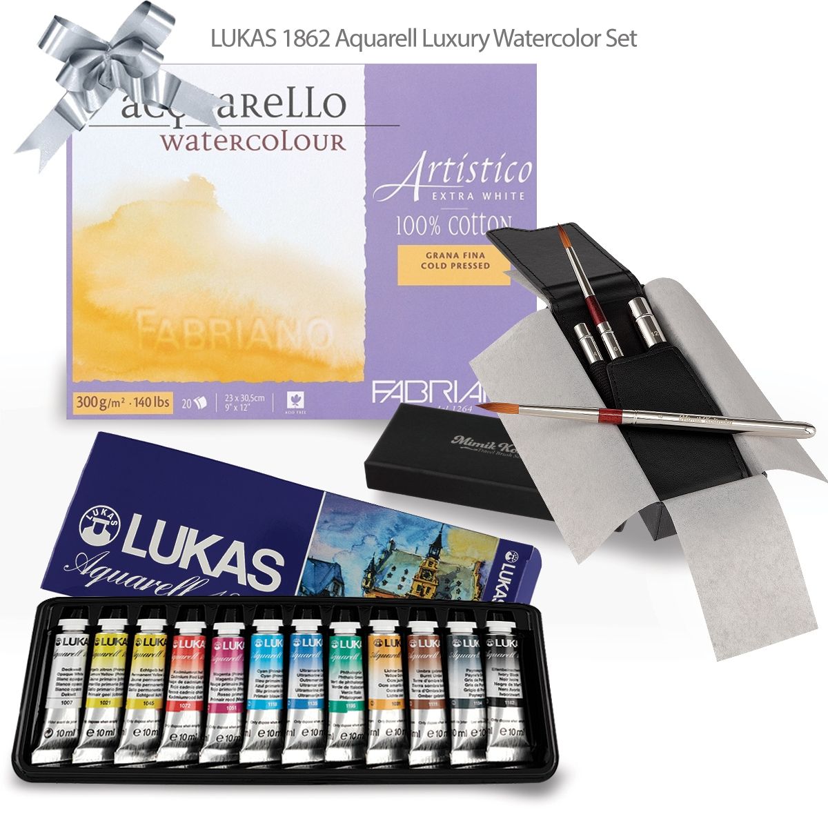 LUKAS 1862 Watercolor Gift Set Fabriano 9x12in Block, Mimik Watercolor