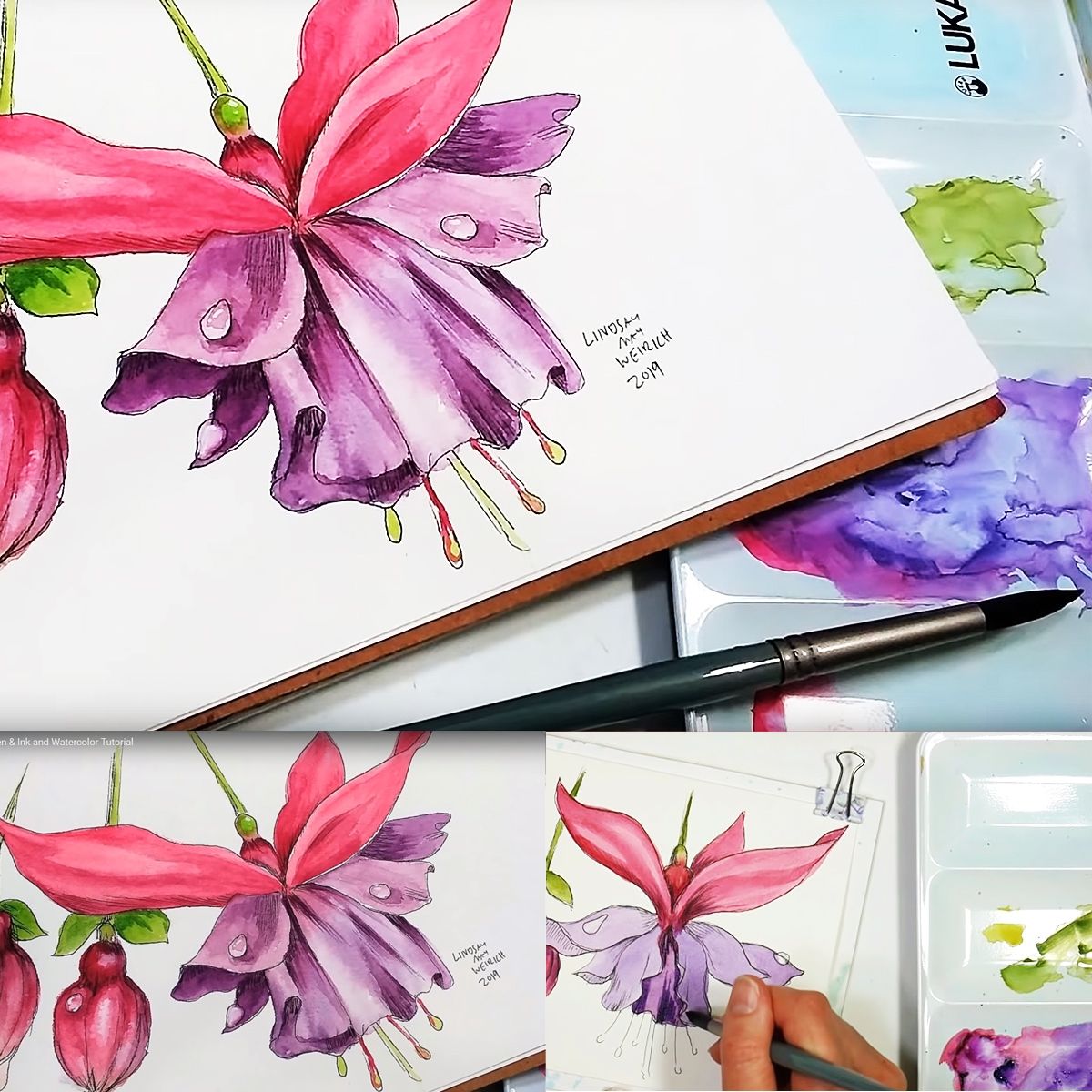 Fuchsia Flower Pen & Ink by Lindsay Weirich