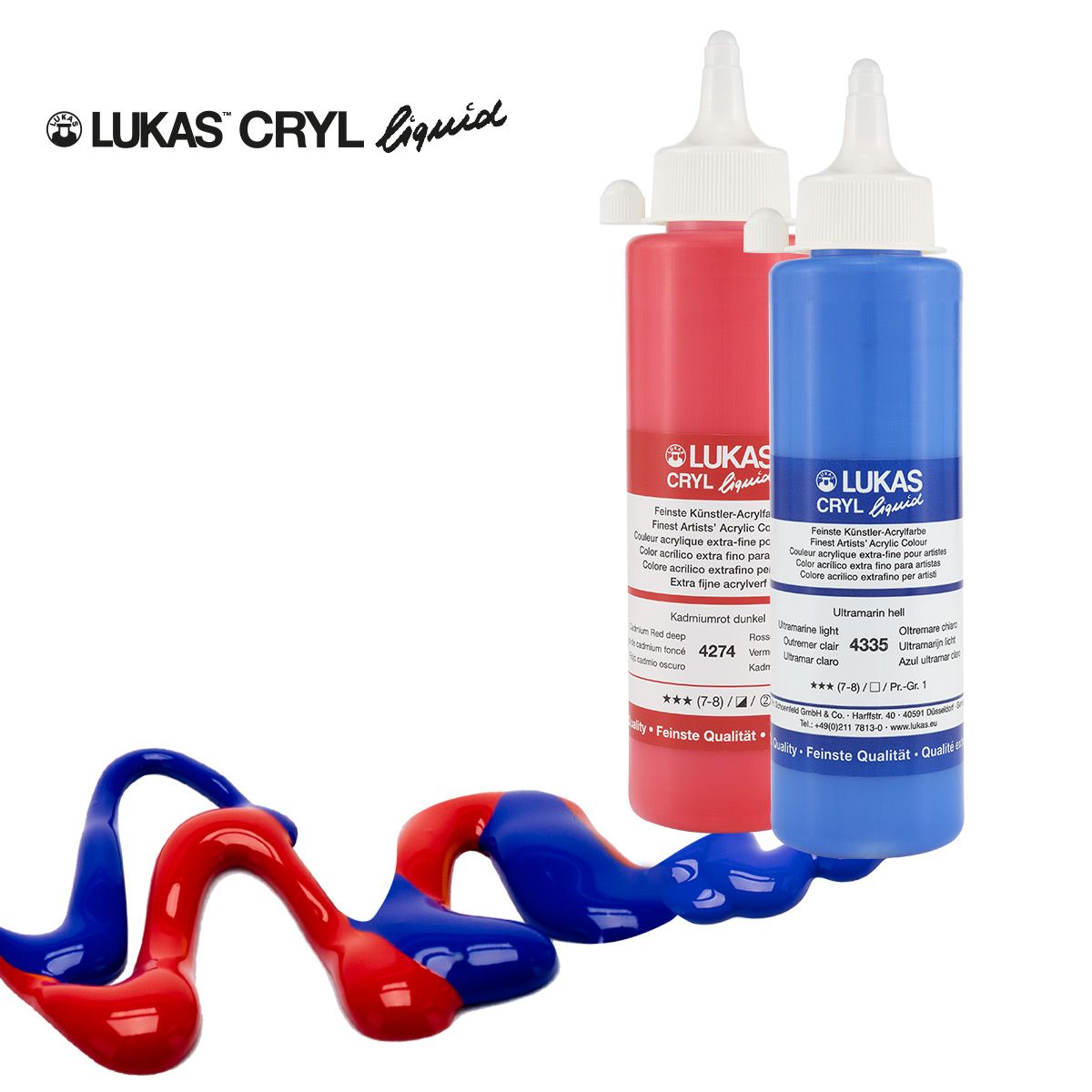  Lukas Cryl Liquid Soft Body Acrylic Paints for Painting -  Professional Quality Low Viscosity - 250 ml Bottle Titanium White