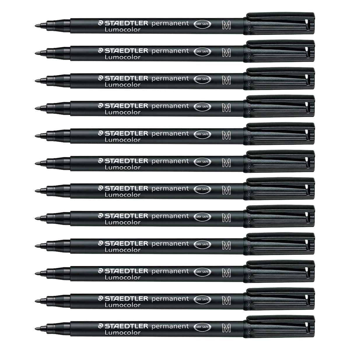 Staedtler Lumocolor Permanent Pens Medium #M317 - Black, 1.0mm (Box of 12) | Artarama