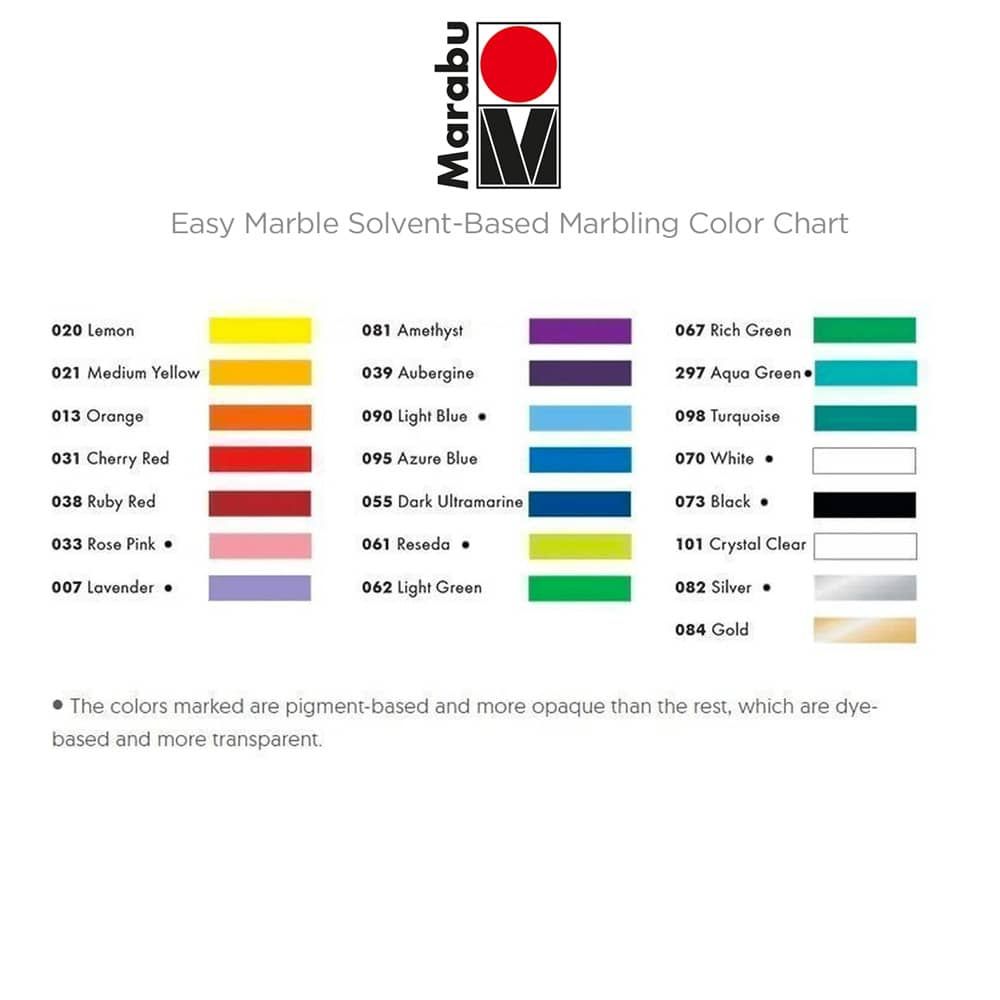 Marabu Easy Marble Solvent-Based Marbling Color Chart