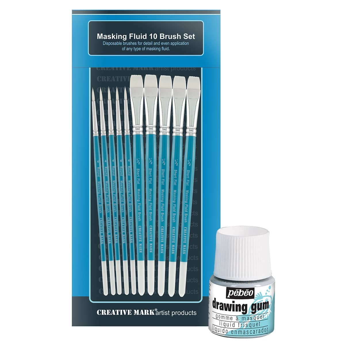 Creative Mark Masking Fluid Brush Set of 10 w/ Pebeo 45ml Latex-Free ...
