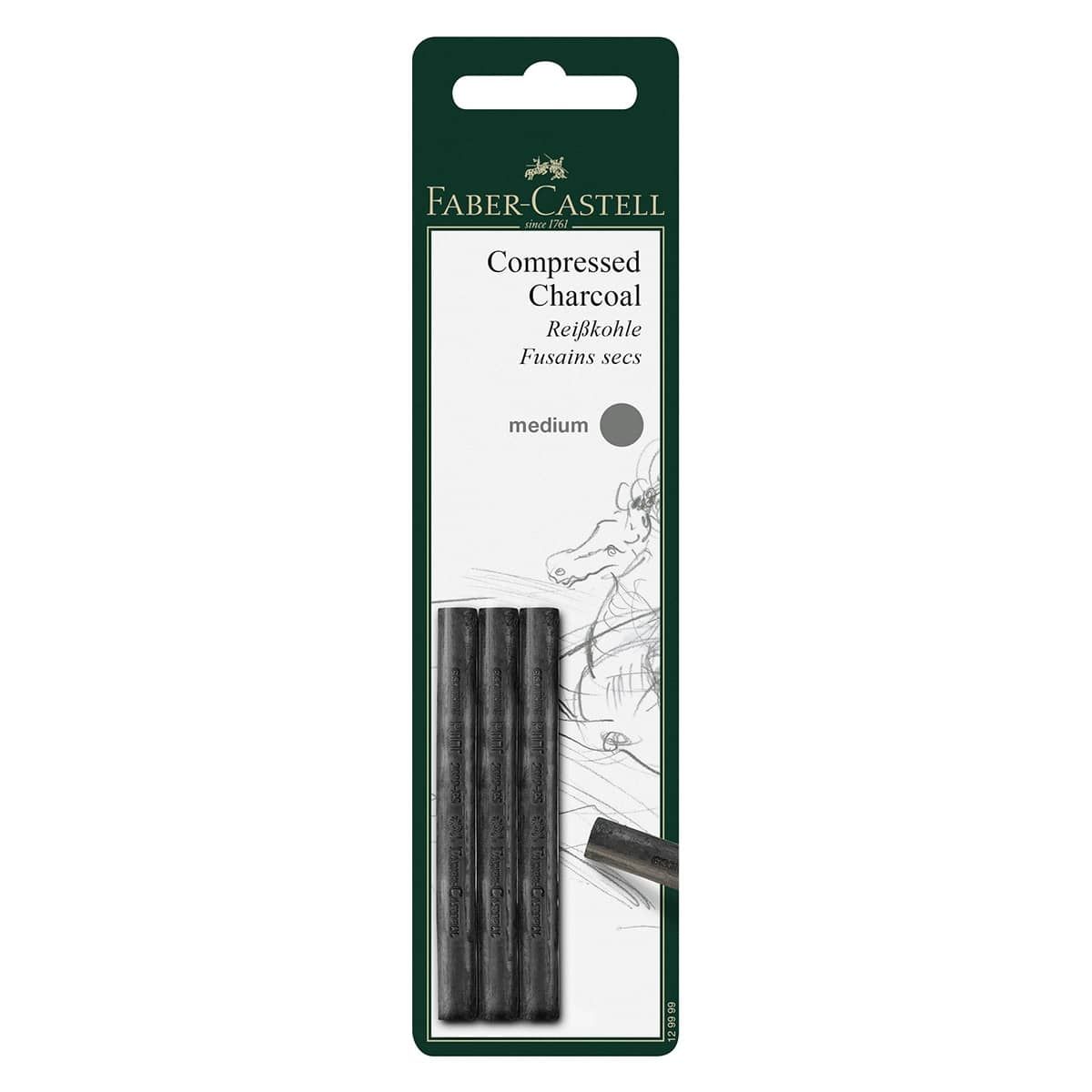 Faber-Castell Pitt Compressed Charcoal Sticks - Medium - Set of 3