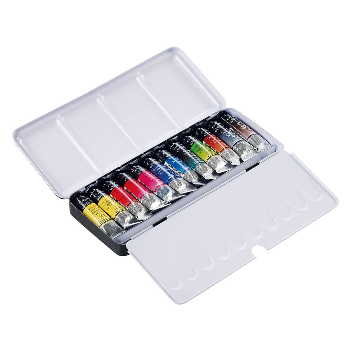 Watercolour plastic case set, 18 half pans + 2 x 10 ml tubes