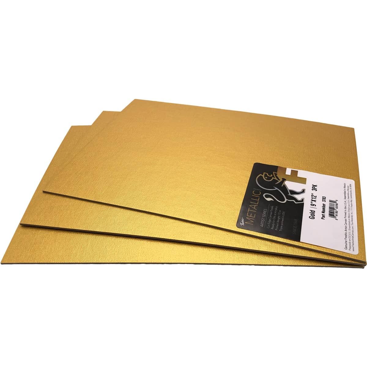 Fredrix Metallic Cut Edge Panel, Gold 3-Pack 9x12