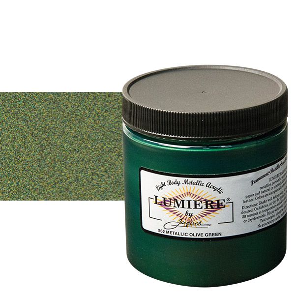 Jacquard Lumiere Fabric Color 8 oz Jar Metallic Olive Green Jerry's